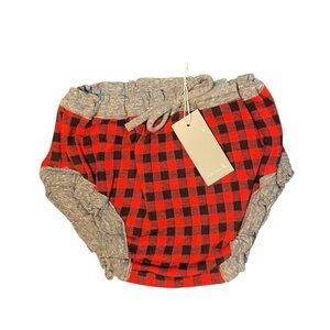 Miki Miette Red Plaid Diaper Cover NWT Unisex 18m‎